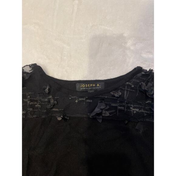 JOSEPH A Rainah Pointe Knit Lace Top Black Women's M Sheer Long Sleeve Flower - Picture 6 of 11